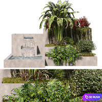 Garden Set with water fountain 3D Model Corona