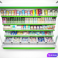 Wall-mounted refrigerated display case 3D Model Vray