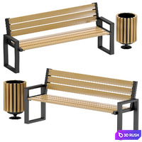 Loft style bench and urn 3D Model Corona