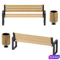 Loft style bench and urn 3D Model Corona