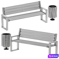 Loft style bench and urn 3D Model Corona