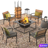Campfire resting place 3 3D Model Vray, Corona