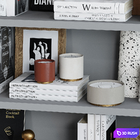 Decor shelf set 15 3D Model Vray, Corona