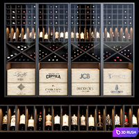 Wine shelf 04 3D Model Vray, Corona