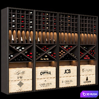 Wine shelf 04 3D Model Vray, Corona