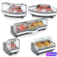 Set of showcases for grocery store 3D Model Vray, Corona