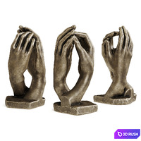 Hands Rodin sculpture 3D Model Vray, Corona