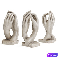 Hands Rodin sculpture 3D Model Vray, Corona