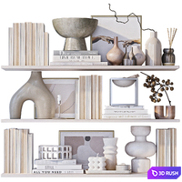 Shelves with decor 3D Model Vray, Corona