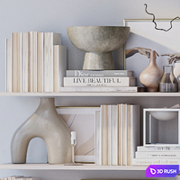 Shelves with decor 3D Model Vray, Corona