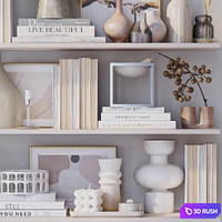 Shelves with decor 3D Model Vray, Corona