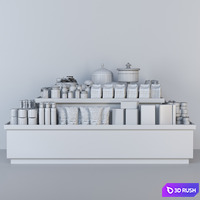 Display stand in a supermarket with products. Juices and cereals 3D Model Corona