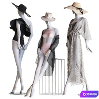 Set of female beachwear on mannequins 3D Model Corona