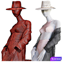 Set of female beachwear on mannequins 3D Model Corona