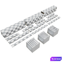 Curb, sidewalk, road tray 3D Model Corona