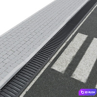 Curb, sidewalk, road tray 3D Model Corona