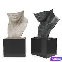 Face half sculpture 3D Model Vray, Corona