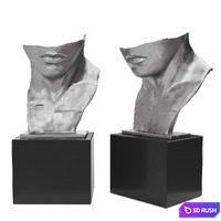 Face half sculpture 3D Model Vray, Corona