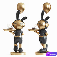 Rabbit sculpture shelving 3D Model Vray