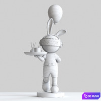 Rabbit sculpture shelving 3D Model Vray