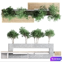 Urban park bench 2 3D Model Vray, Corona