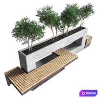 Urban park bench 2 3D Model Vray, Corona