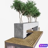 Urban park bench 2 3D Model Vray, Corona