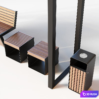 Improvement set, bench, pergola, urn. 3D Model Vray, Corona