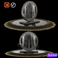 Garden Fountain 01 3D Model Vray, Corona