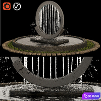 Garden Fountain 01 3D Model Vray, Corona