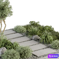 Urban Furniture / Architecture Environment with Plants- Set 29.5 3D Model Corona