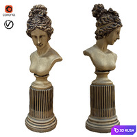 Statue Girl 3D Model Vray, Corona