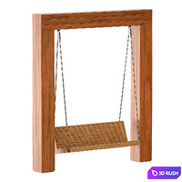 Wooden park swing made of light wood 3D Model Vray, Corona