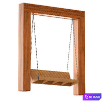 Wooden park swing made of light wood 3D Model Vray, Corona
