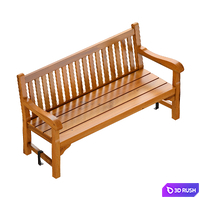 Wooden garden bench / park bench 3D Model Vray, Corona
