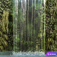 Wall plants with waterfall 3D Model Corona