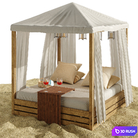 Beach lounge outdoor set 16 3D Model Vray, Corona