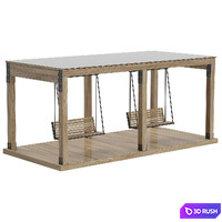 Wood swing 3D Model Vray, Corona