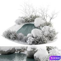Landscape Furniture Snowy Lake - Set 48-C 3D Model Corona
