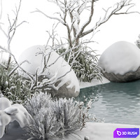 Landscape Furniture Snowy Lake - Set 48-C 3D Model Corona