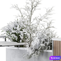 Urban Furniture snowy Bench with Plants- Set 33 3D Model Vray, Corona