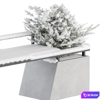 Urban Furniture snowy Bench with Plants- Set 33 3D Model Vray, Corona