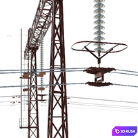 Transmission tower 500 kV 3D Model Corona