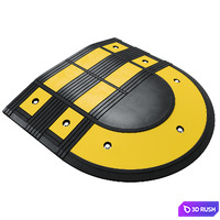 Speed bump with sign 3D Model Vray, Corona