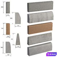 Border profile set (curb) 3D Model Vray, Corona