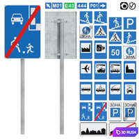 Information and indication signs set 3 3D Model Vray, Corona