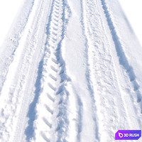 Snowy road_6 with wheel tracks 3D Model Vray, Corona