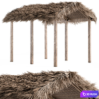 Thatch Umbrella With Palm Leaf 04 3D Model Vray, Corona