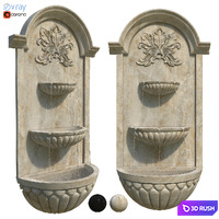 Classic Wall Fountain 02 3D Model Vray, Corona