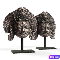 Bhairava face mask sculpture 3D Model Vray, Corona